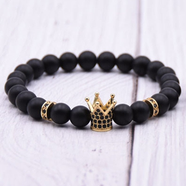 2020 Handmade Crown Bracelet 2pcs/set femme Friends Stone Beads Bracelets For Women Men Jewelry Pulseras Mujer bracciali uomo