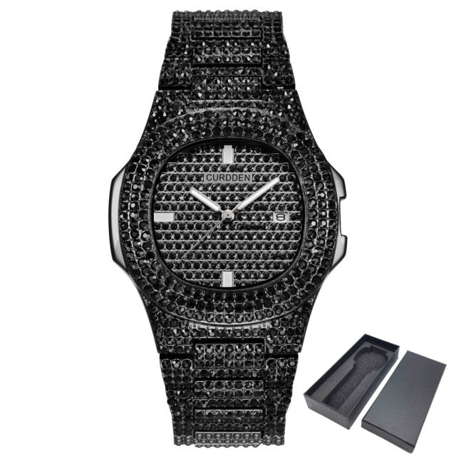 ICE-Out Bling Diamond Watch For Men Women Hip Hop Mens Quartz Watches Stainless Steel Band Business Wristwatch Man Unisex Gift