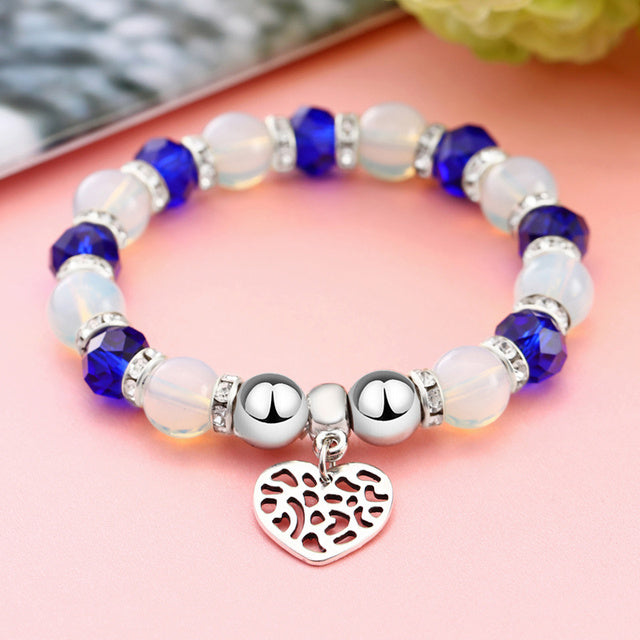 ZOSHI Romantic Vintage Bracelets For Women Heart Pendant Bracelets with bling crystal Beads Fit Pan Bracelets Jewelry