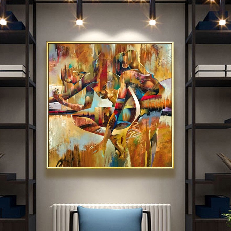 QIPING Poster Paintings Girl Picturs Wall Art Canvas Print Figure Painting Abstract Picture For Living Room Home Decor No Frame