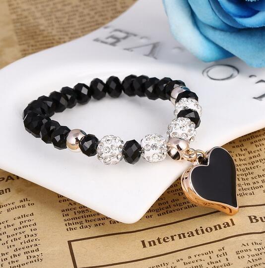 Colorful Beads Charms Bracelets For Women and Men Jewelry Heart Pendant Bracelets &amp; Bangles Pulseras Wholesale Price Gifts