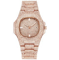 Couple Iced Out Watches Women Hip Hop Bling Diamond Mens Business Watch Stainless Steel Couple Wristwatch for Lovers Unique