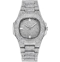 Couple Iced Out Watches Women Hip Hop Bling Diamond Mens Business Watch Stainless Steel Couple Wristwatch for Lovers Unique