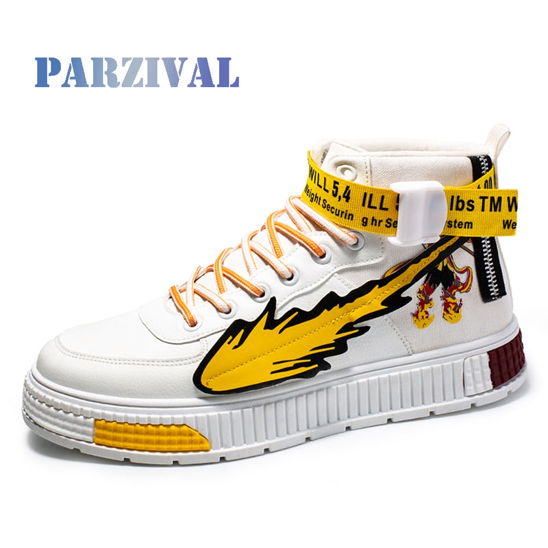 PARZIVAL Men Autumn Winter Sneakers High-top Skateboard Shoes Anime Shoes Men Outdoor Cosplay Casual Shoes Student Trainers