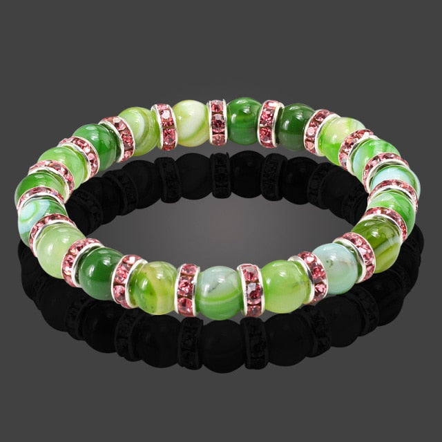 High Quality Natural Stone Round Beads Bracelets &amp; Bangles Women Crystal Jewelry Strand Bracelets Elasticity Rope Men Bracelet