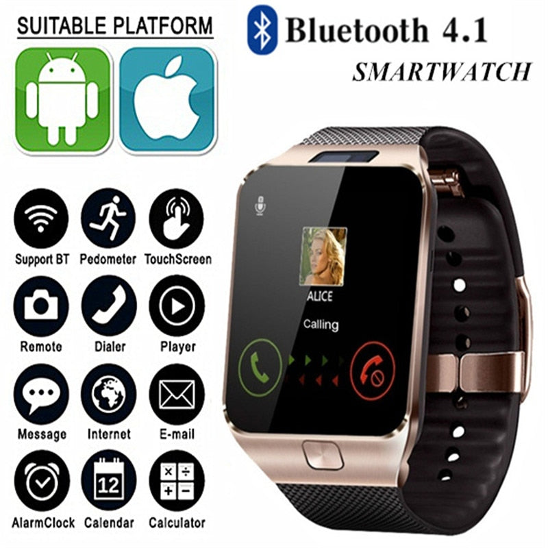 DZ09 Smart Watch IP67 Bluetooth Music Smartwatch Camera With SIM Card Call Smart Watch Men Women Reloj Inteligente For Android