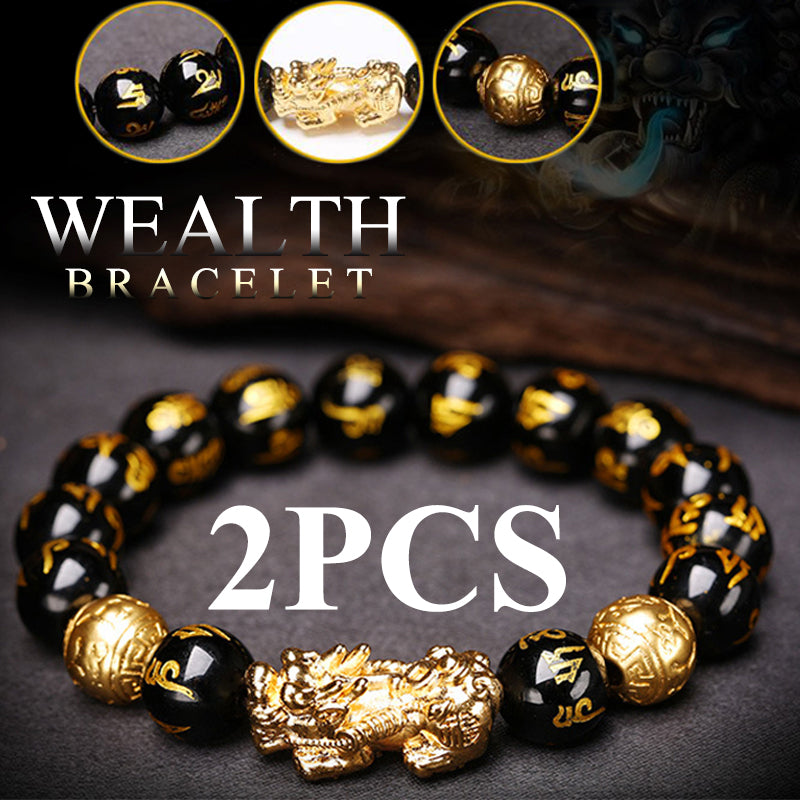 2PCS Obsidian Stone Beads Bracelet Pixiu Bracelet Black Wealth Bracelet Feng shui Bracelets Luck Bracelet for Women man 2021