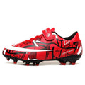 2020 New Kids Soccer Shoes Red Low Top Comfortable Spike Kids Shoes Graffiti Printed Chaussure Football Enfant Zapatos De Futbol
