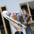 PARZIVAL Fashion Sneakers For Men Women Classic Graffiti Lace-up High top Autumn Canvas Shoes Flat With Camouflage Casual Shoes