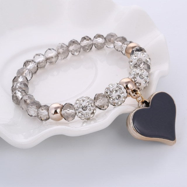 ZOSHI Handmade Beads Bracelets for Women Rhinestone Balls Design Love Heart Bracelet for Girls New Year Gift