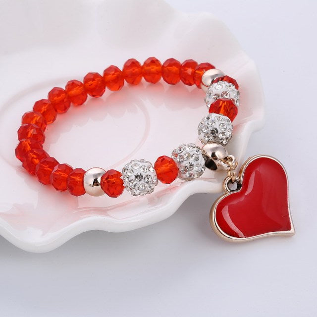ZOSHI Handmade Beads Bracelets for Women Rhinestone Balls Design Love Heart Bracelet for Girls New Year Gift