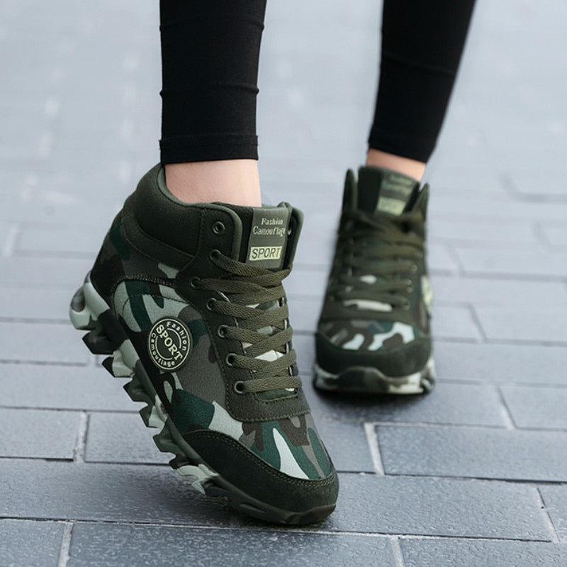 Fashion Camouflage Sneakers Women Hide Heel Canvas Casual Shoes Woman Platform Sneakers Wedge Shoes Plus Size 35-42