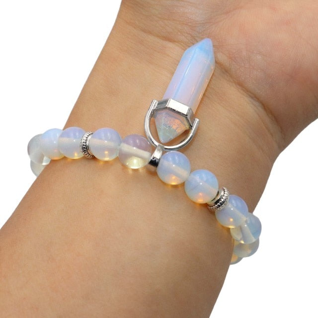 Natural stone Hexagonal Column Bracelet Men Women Lapis Lazuli Agates Tiger Eye Cat eye Stone Beads Yoga Bracelet Jewelry