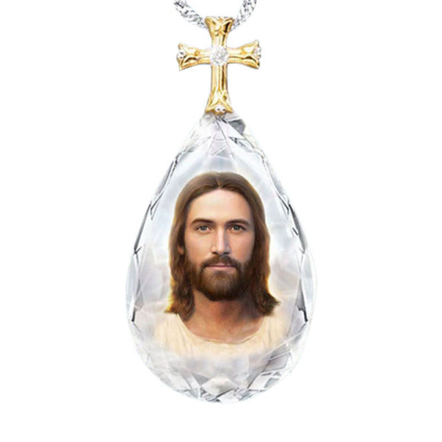 Jesus Christ Cross Pendant Necklaces Alloy Bead Long Chain Mens Women Virgin Mary Christian Fashion Jewelry Rosary Necklace