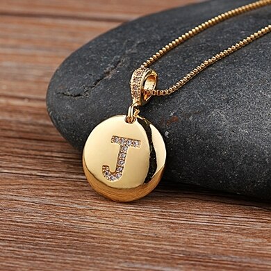 New Hot Sale Top Quality Women Girls Initial Letter Necklace Gold Color 26 Letters Charm Necklaces Pendants Copper Jewelry Gift