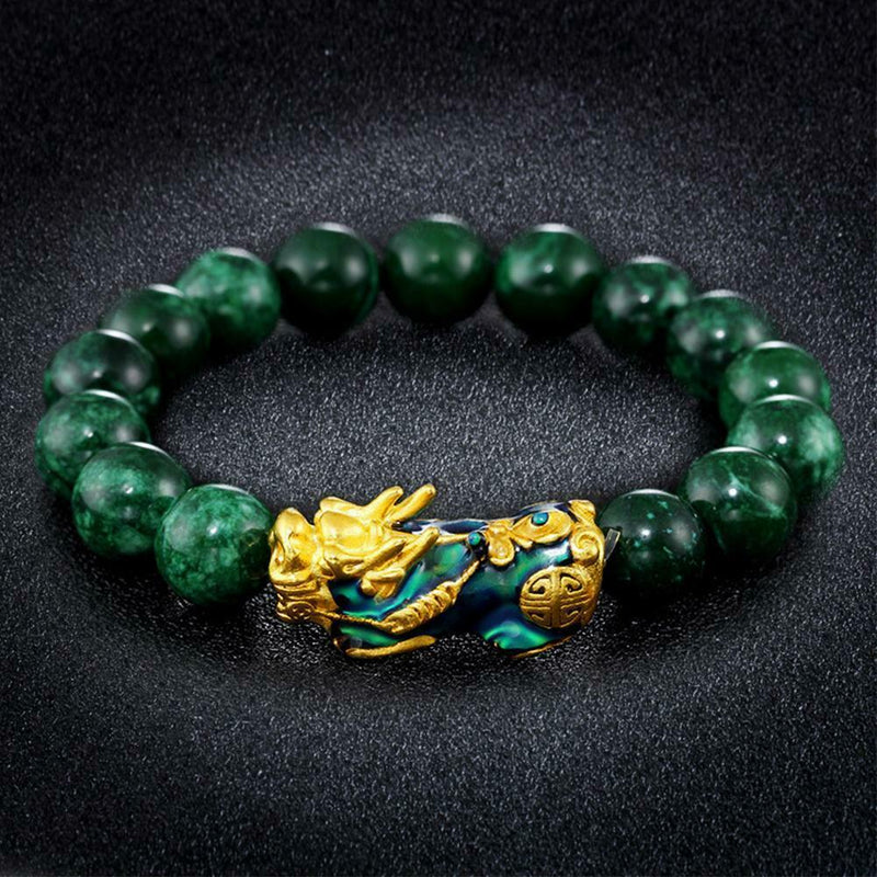 Stone Beads Bracelet Men Women Unisex Chinese Feng Shui Pi Xiu Obsidian Wristband Gold Wealth &amp; Good Luck Pixiu Women Bracelets