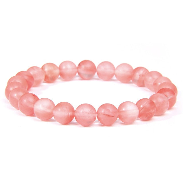 Fashion Natural Stone Pink Angelite Beads Bracelet 8mm Sunstone Beaded Energy Yoga Bracelet Jewelry for Women Handmade Gifts