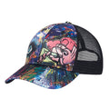 Summer Baseball Mesh Cap Men Eye Pattern Trucker Hat Women Fashion Graffiti Snapback Cap Flat Brim Hip Hop Net Hat Streetwear