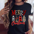 Maycaur Women Leopard Plaid Tree New Year Winter Season Cute Merry Christmas Print Tshirts Top T Shirt Ladies Graphic Female Tee