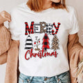 Maycaur Women Leopard Plaid Tree New Year Winter Season Cute Merry Christmas Print Tshirts Top T Shirt Ladies Graphic Female Tee