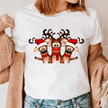 Maycaur Women Leopard Plaid Tree New Year Winter Season Cute Merry Christmas Print Tshirts Top T Shirt Ladies Graphic Female Tee
