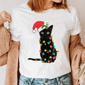 Maycaur Women Leopard Plaid Tree New Year Winter Season Cute Merry Christmas Print Tshirts Top T Shirt Ladies Graphic Female Tee