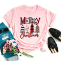 Maycaur Women Leopard Plaid Tree New Year Winter Season Cute Merry Christmas Print Tshirts Top T Shirt Ladies Graphic Female Tee