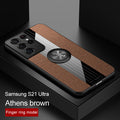 Leather Texture Case For Samsung Galaxy S21 S 21 Ultra Car Magnetic Ring Holder Stand Cover For Samsung S20 S22 Plus S20 FE S21+
