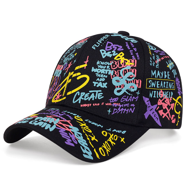 fashion Letter Baseball Cap Graffiti Sun Hip Hop Cap Visor Spring Hat Men Adjustable Snapback Cotton Cap For Women Men Hats