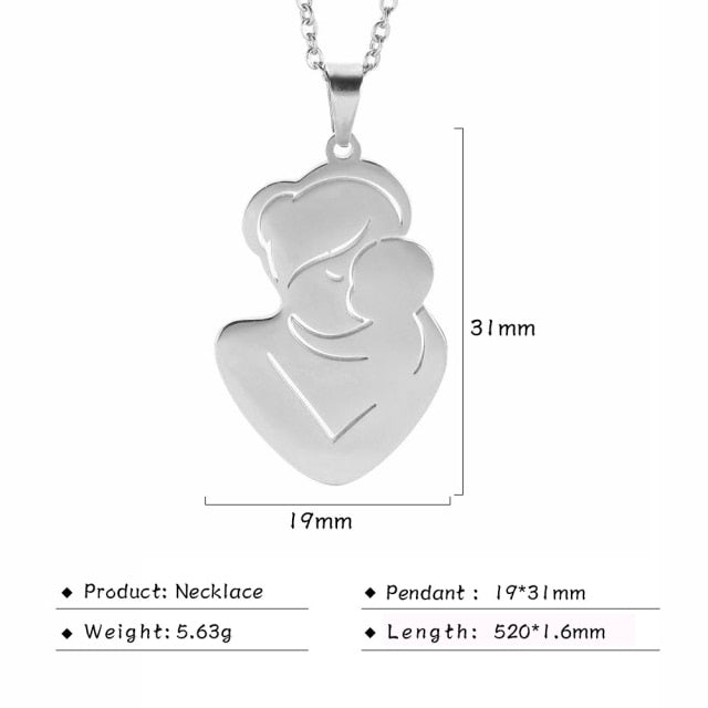 Mom Dad Baby Child Kid Mother Day Necklace Gold Color Stainless Steel Chain Gift For Women Wife Son Daughter Family Love Jewelry