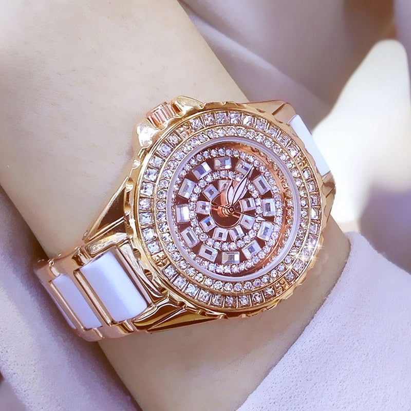 Diamond Watches Women 2021 Famous Brand Fashion Ceramic Women Wrist Watches Ladies Stainless Steel Female Clock Relogio Feminino