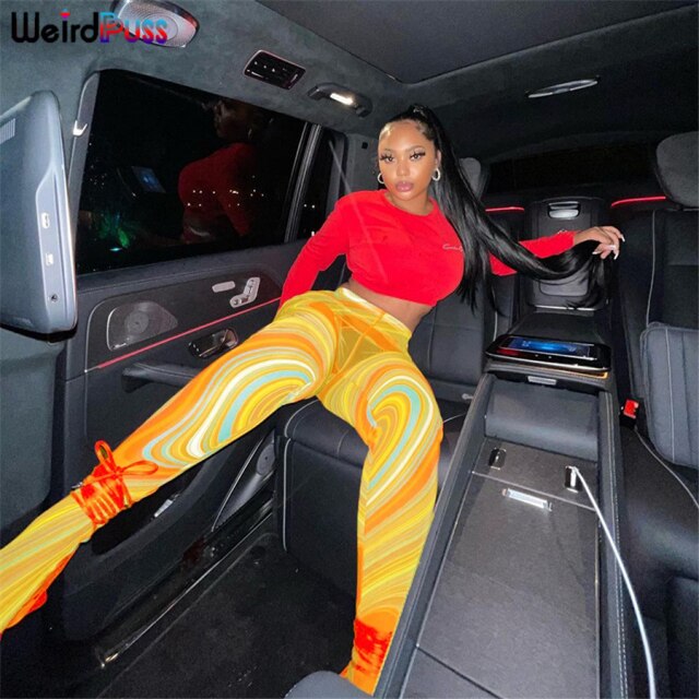 Weird Puss Aesthetic Print Leggings Skinny Mesh For Women Summer Trend Sexy Foot Pants Body-Shaping Streetwear Vintage Trousers