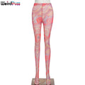Weird Puss Aesthetic Print Leggings Skinny Mesh For Women Summer Trend Sexy Foot Pants Body-Shaping Streetwear Vintage Trousers
