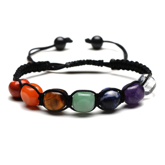 Handmade Natural 7 Chakra Stone Yoga Bracelet Bead Stone Bracelets for Women Reiki Healing Bracelet Strand Beaded Bracelets Men