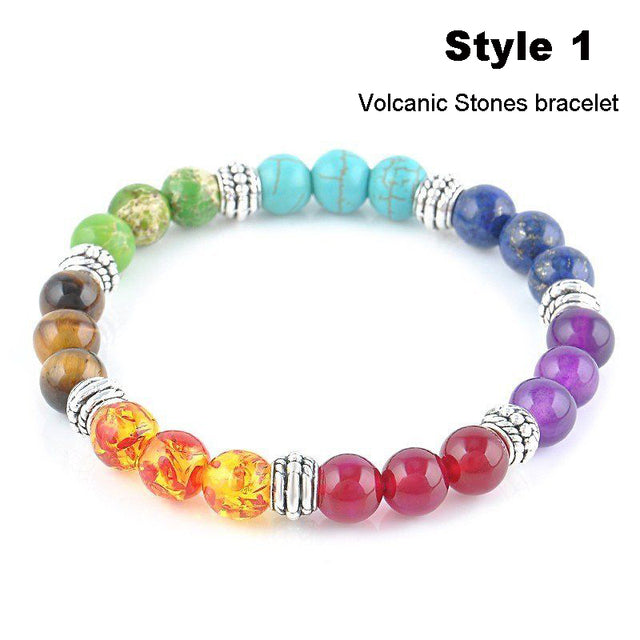 Handmade Natural 7 Chakra Stone Yoga Bracelet Bead Stone Bracelets for Women Reiki Healing Bracelet Strand Beaded Bracelets Men