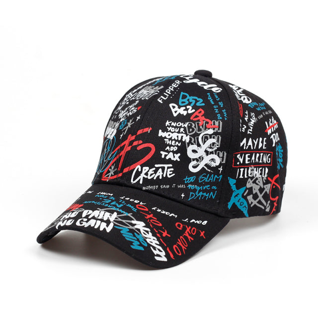 fashion Letter Baseball Cap Graffiti Sun Hip Hop Cap Visor Spring Hat Men Adjustable Snapback Cotton Cap For Women Men Hats