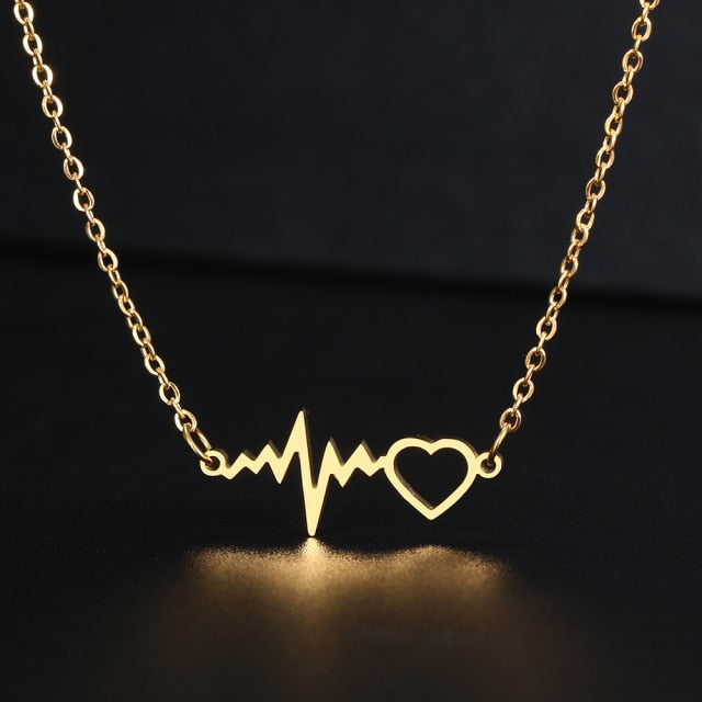 Stainless Steel Necklaces Heartbeat Lightning Lover Pendant Chain Collar Charm Fashion Necklace For Women Jewelry Party Gifts