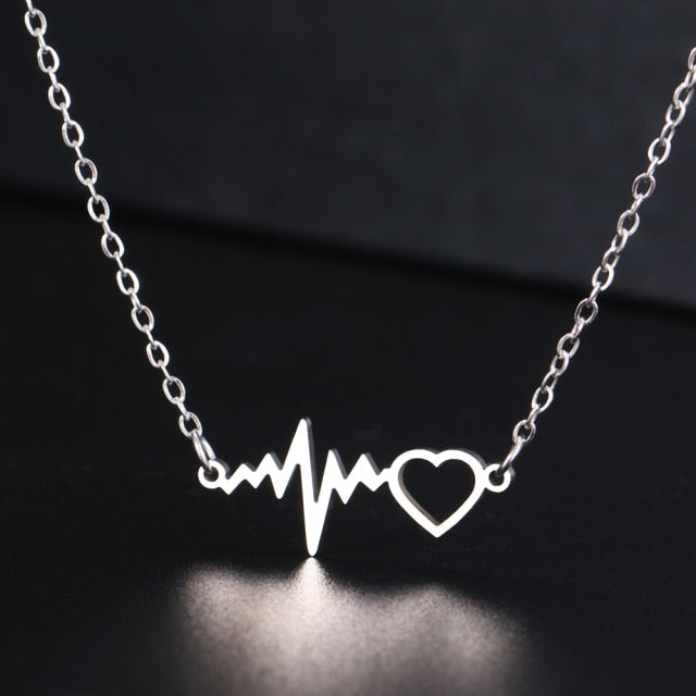 Stainless Steel Necklaces Heartbeat Lightning Lover Pendant Chain Collar Charm Fashion Necklace For Women Jewelry Party Gifts