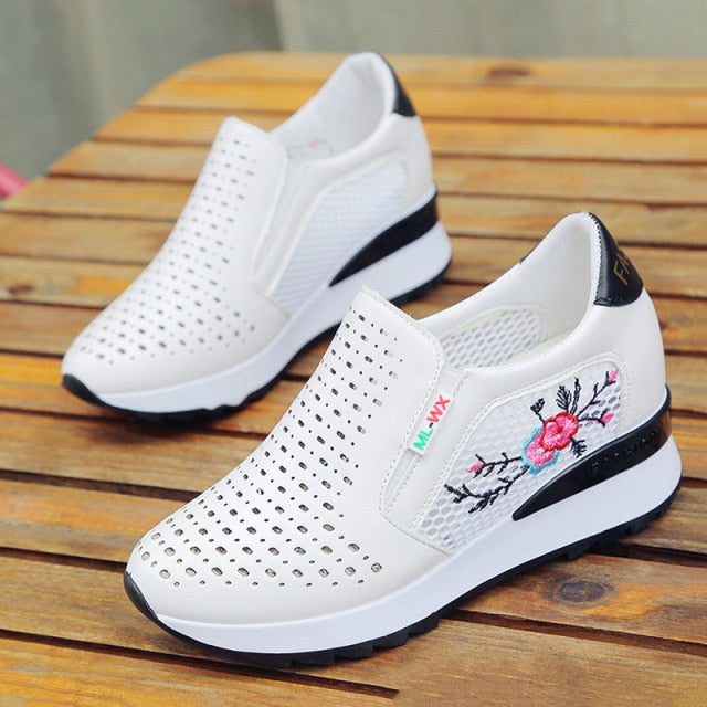 High Platform Sneakers Breathable Women Shoes Slip on Women Shoes Casual Height Increasing Wedge