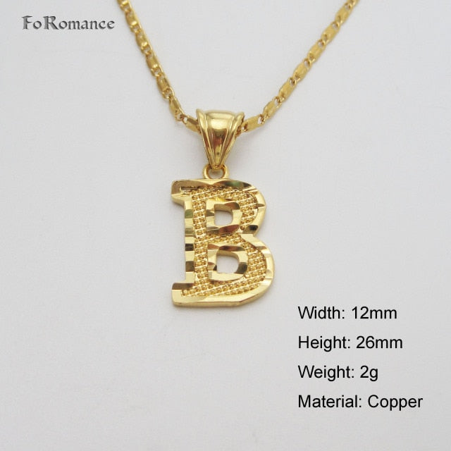 A-Z Letters Necklaces 1PC Women Men Gold Color Initial Pendant 60cm Box Chain English Letter Jewelry 26 Alphabets Best Quality