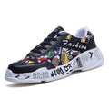 X Brand Hot Sell White Colorful Graffiti Printed Chunky Men Shoes Canvas Trainers Casual Breathable Platform Canvas Men Sneakers