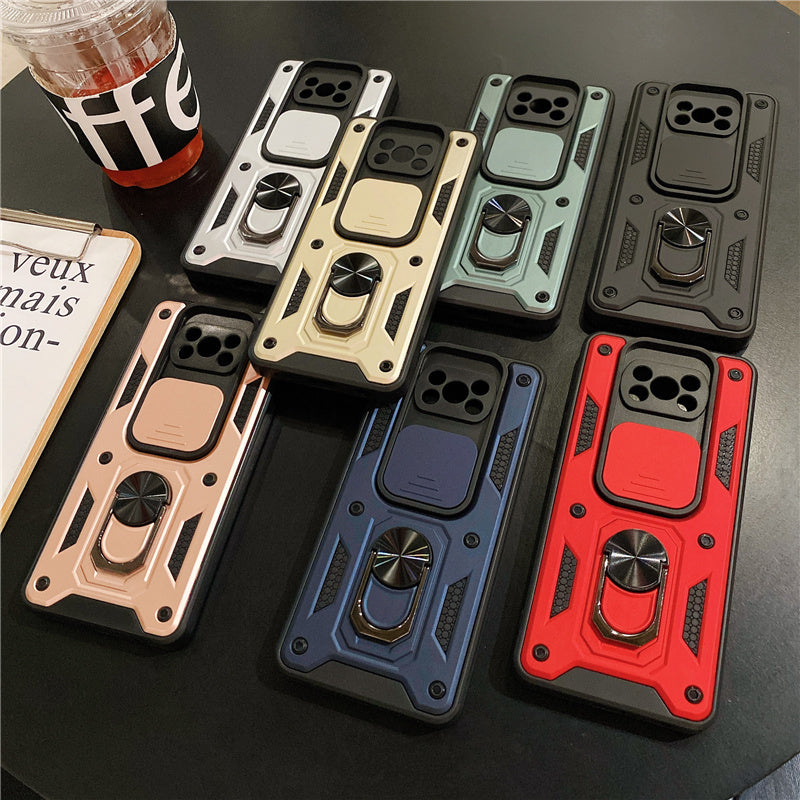 Slide Camera Shockproof Armor Case For Xiaomi Pocophone POCO X3 Pro Camouflage Magnetic Car Holder Phone Cover for Poco X3 NFC