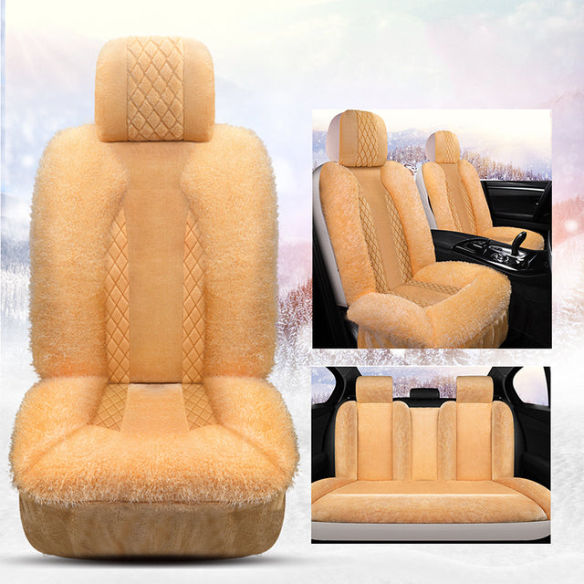 Car seat cover  winter plush car seat without backrest three-piece comfort warm winter short plush seat cover single seat cushio