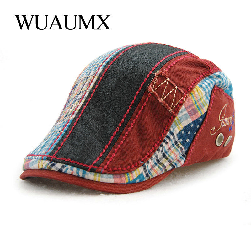 Wuaumx Unisex Beret Hats For Men Women Cotton Leisure Visor Spring Summer Sun hat Flat Berets Cap Casquette Gorras Planas