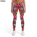 KYKU Brand Psychedelic Leggings Women Colorful 3d Print Dizziness Elastic Gothic Trousers Rainbow Spandex Womens Leggings Pants